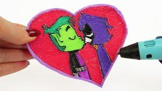 Teen Titans Beast Boy and Raven Kissing Draw with 3D Pen | Teen Titans Love Couple