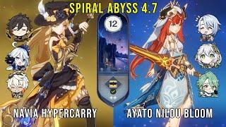 C0 Navia Hypercarry and C0 Ayato Nilou Bloom | Genshin Impact Abyss 4.7 Floor 12 9 Stars