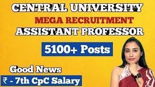 Assistant Professor Vacancy 2025 | Mega Recruitment | Central University