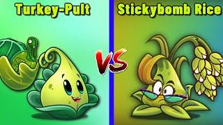 PVZ 2 "TURKEY PULT vs STICKYBOMB RICE" Plant vs Plant - Who Will Win?