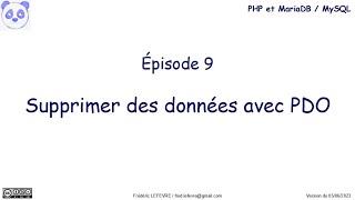 PHP et MariaDB - Épisode 9 - Supprimer des données avec PDO