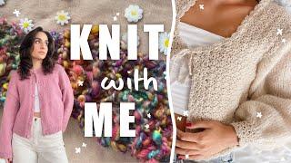 Knit With Me | Finishing my bubblegum cardigan, rainbow scarf and crochet flowers | Woozy By Céline