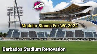 Barbados Cricket Stadium Modular Stands, LED Poles | Kensington Oval Barbados Renovation T20 WC 2024