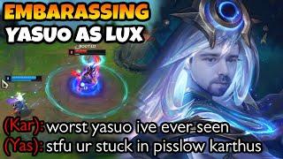 I made Yasuos own team hate him by destroying him as Lux Mid