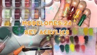 Modelones Acrylic Powder 24 Colors Set |How to do Acrylic nails|easy nail tutorial|Beginner friendly