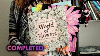 COMPLETED WORLD OF FLOWERS Coloring book by Johanna Basford | Flip through | Every page is colored 