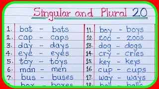 20 singular and plural nouns |singular plural |singular and plural |plural words |plurals|pluralform