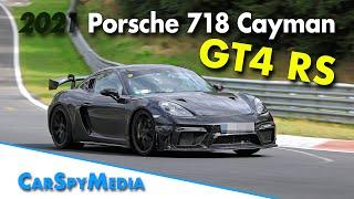 2021 Porsche 718 Cayman GT4 RS prototype spied testing at the Nürburgring