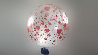 #140 BTP - transparent hearts printed balloon blow to pop