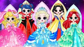 If Elsa, Peach, Wednesday & Ladybug Become Princess | DIY Paper Dolls Fashion