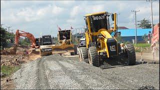 Spreading Gravel Road By Motor Grader Matador MG17 & Liugong 4180D សកម្មភាពធ្វើផ្លូវជាតិលេខ២