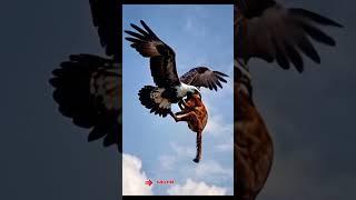 Contrasting Views: The Eagle and the Cat in Unexpected Poses. Eagle and cat great funny video.   