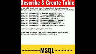 Data Table create & Table Describe   Code|| speed coding short video ||MariaDB & Wampserver #coding