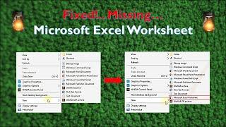 Fixed | Missing Microsoft Excel Worksheet, from New | Right Click on Desktop | iTubeRJ