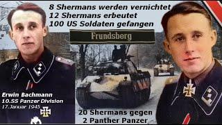 Erwin Bachmann 20 Shermans gegen 2 Panther Panzer, 8 Shermans werden vernichtet 12 erbeutet - Doku