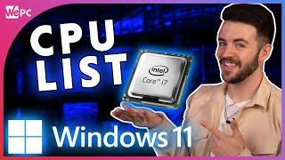 Official Windows 11 CPU Compatibility List