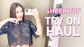 [4K] TRY ON HAUL SHEER LACE TOPS | GET READY WITH ALISA | NO BRA CHALLENGE