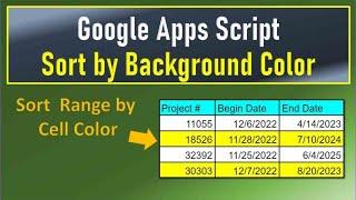 Google Apps Script Sort By Background Color