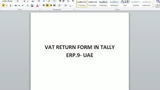 VAT RETURN FORM IN TALLY ERP 9 UAE