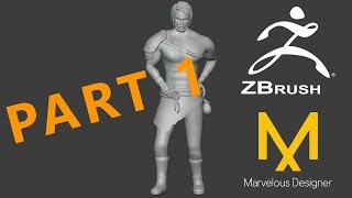 Game Character workflow Part1 Sculpting (Zbrush-Marvelous designer)
