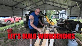 Turning A New Portable Building Into A Workshop Ep-8 Workbenches