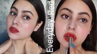 RED LIPSTICK MAKEUP TUTORIAL | EVERYDAY NO FOUNDATION MAKEUP LOOK | SIDDHEE SINGH #redlipstick