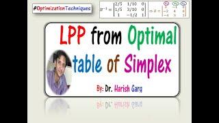 LPP Formulation from Optimal Simplex Table