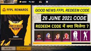 Good News FFPL Redeem Code Free Fire | 26 June Redeem Code Free Fire | Today Redeem Code Free Fire