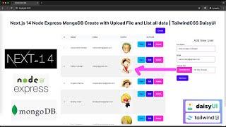 Next.js 14 Node Express MongoDB Create with Upload File and List all data | TailwindCSS DaisyUI