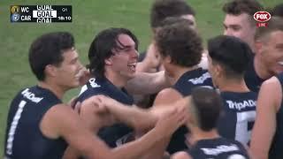 Ollie Hollands kicks his first goal in the AFL - Carlton @ West Coast Eagles