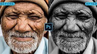 Create a black and white photo using calculations in Photoshop