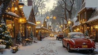 Charming Old Town Christmas  Cozy Café & Warm Jazz in Snowy Streets for Perfect Holiday Ambience