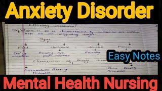 Notes  Of Anxiety Disorder in Mental Health Nursing (Psychiatric) in Hindi.