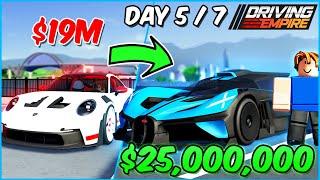 Going From Poor to BUGATTI BOLIDE in ONE WEEK (Day 5) | Roblox Driving Empire