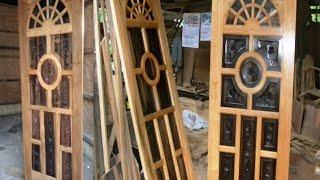 How to make panel door with sunrise design and carvings using hardwood  #paneldoor #hardwoods