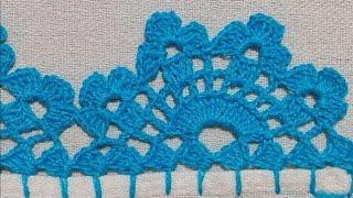 Barrado de crochê diferente # barrado carreira única # para iniciantes@Canalcrocheparainiciantes