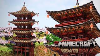 Minecraft: How to Build a Japanese Cherry Blossom Tower | Japanese Pagoda Tutorial