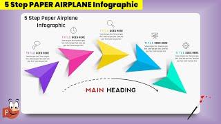 69.PowerPoint Presentation with 5 Step Paper Airplane Infographic Design| Powerpoint free