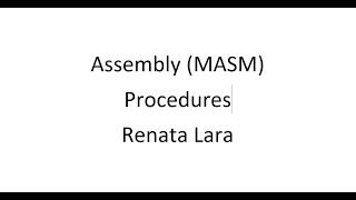 Introduction to Procedures in MASM Assembly (Lecture)