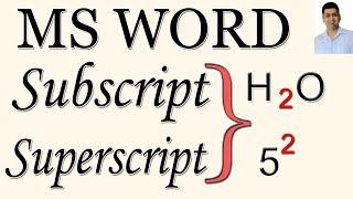 MS WORD SUBSCRIPT AND SUPERSCRIPT WITH EXAMPLE