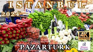 ISTANBUL 4K WALKING TOUR | BAHCESEHIR LOCAL MARKET PAZARTURK | SUMMER FRUITS, VEGETABLES | MAY 2024