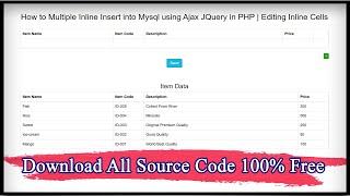 How to Multiple Inline Insert into Mysql using Ajax JQuery in PHP | Editing Inline Cells