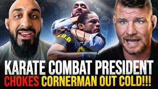 BISPING interviews PRESIDENT AWESOME: Chokes CORNERMAN OUT COLD in WILD BRAWL at Karate Combat!