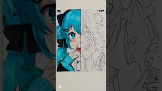 Me vs. my mom drawing Miku Hatsune  | part 1 #mikuhatsune #vocaloid #art