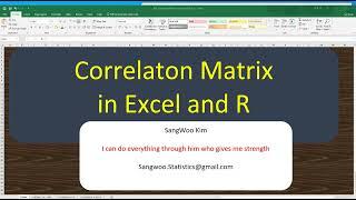 903 Correlation Matrix in Excel and R