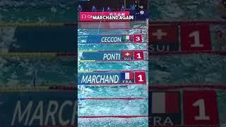 Marchand and Ponti Tie for 100m Individual Medley Win #LeonMarchand #NoePonti #swimmer #shorts