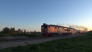 Тепловоз 2ТЭ116-454 на станции Лудза 2TE116-454 at Ludza station