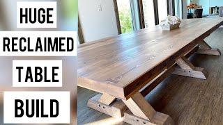 Giant reclaimed wood table build