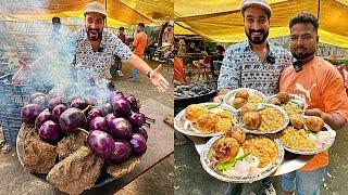  गाय के गोबर पर बेगन टमाटर भून कर  10,000 litti Chokha 1 दिन में बेच देते है | Prayagraj Food Tour