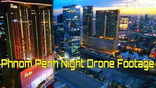 Beautiful Night Drone Footage Many Part In Phnom Penh City Cambodia